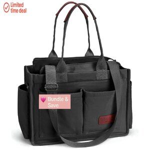 Waterproof Tote Bag with Multiple Pockets, Adjustable Strap, 14x10x5.5